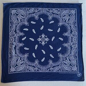 Vintage Navy Blue Paisley Bandana Made in USA RN 16463 Handkerchief